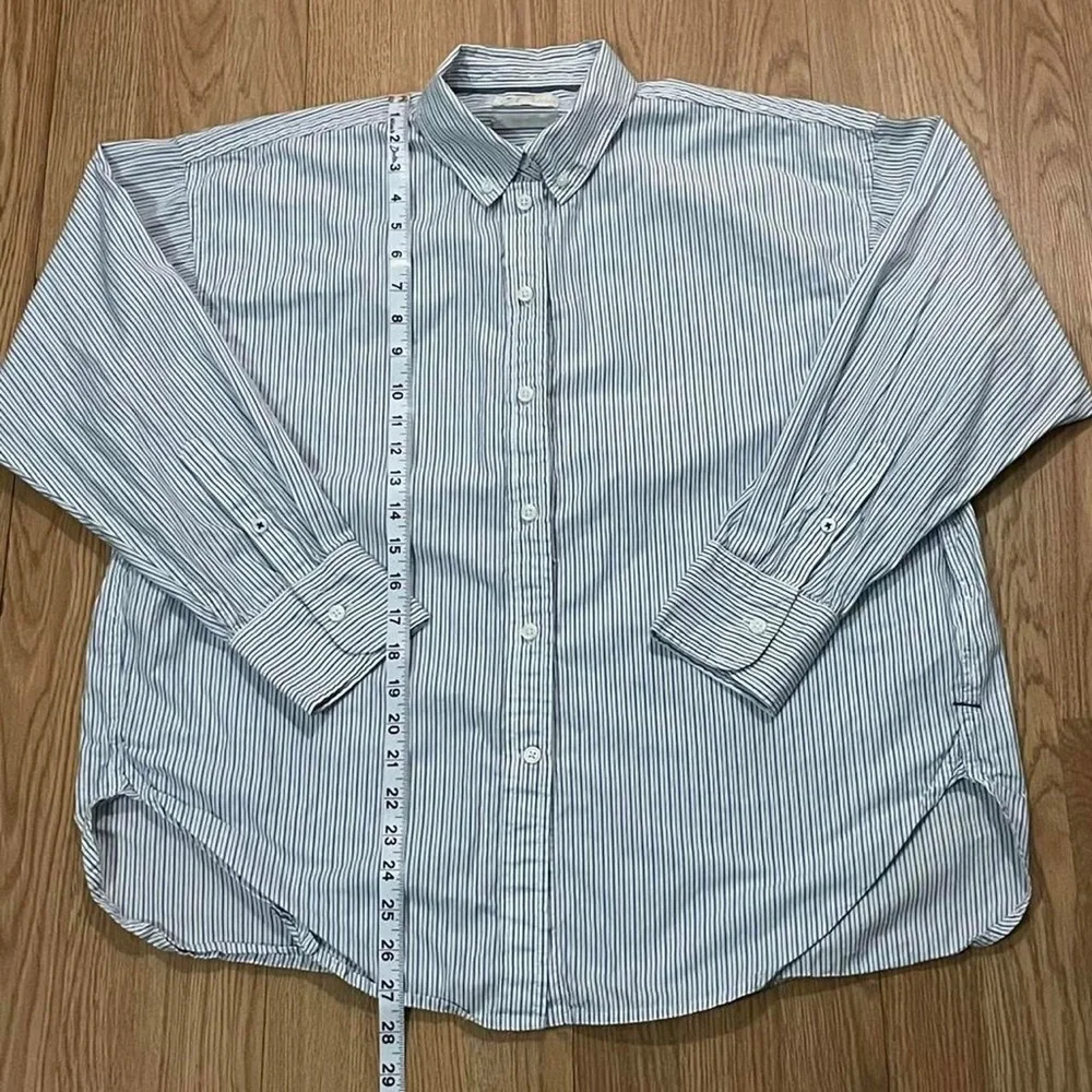 J.Crew Women’s 14 Long Sleeve Button Up Shirt White Striped Relaxed Preppy